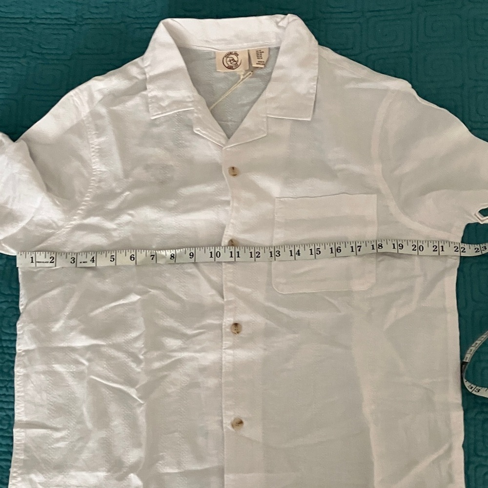 NWT Men’s PANAMA JACK Bright White Linen Short Sleeve Pocket Solid Button Shirt - Picture 9 of 9